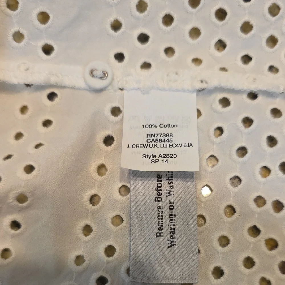 Madewell White Cotton Eyelet Embroidery Camp Shirt Shrunken Fit Scallop Hem XS - Picture 11 of 11